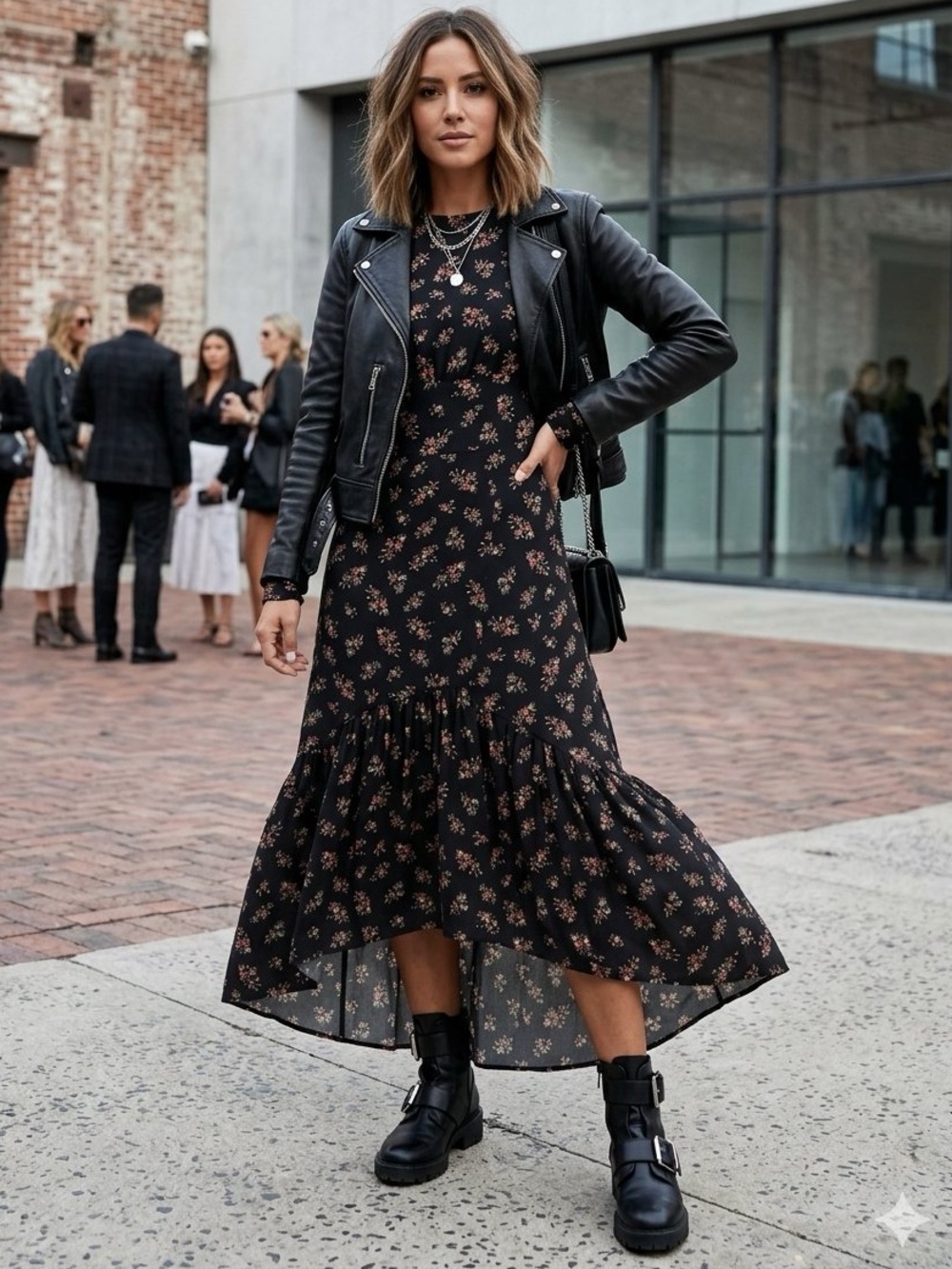 Black Floral Long Sleeve Maxi Dress - Unbranded
